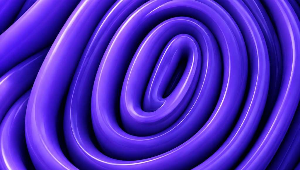Glossy violet tubes coiled into a fingerprint pattern