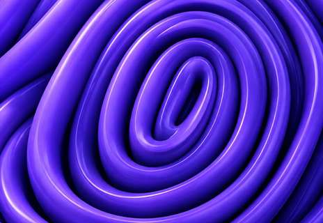 Glossy violet tubes coiled into a fingerprint pattern