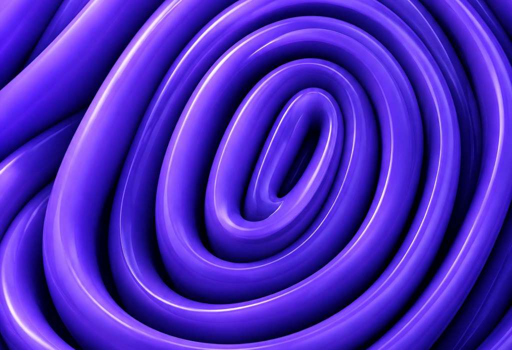 Glossy violet tubes coiled into a fingerprint pattern