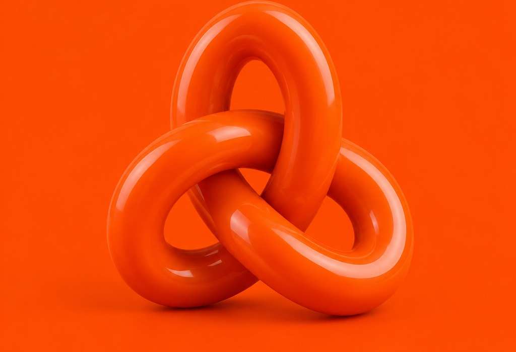 A glossy orange knot on an orange background