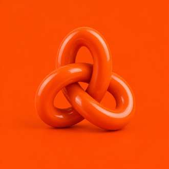 A glossy orange knot on an orange background